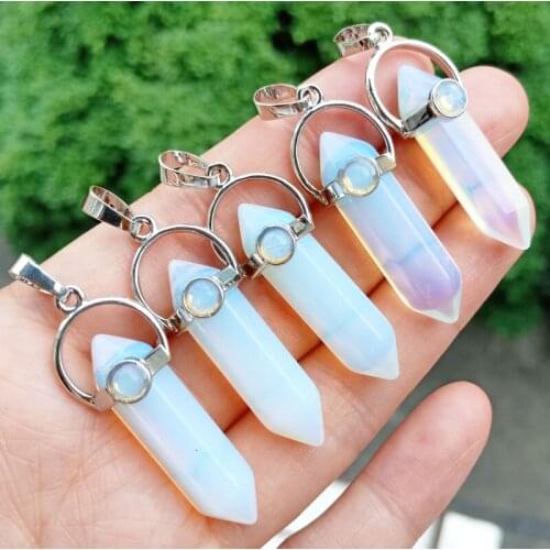 10pcs Opal stone Hexagon Pendants Chakra Reiki Healing Amulet Wholesale
