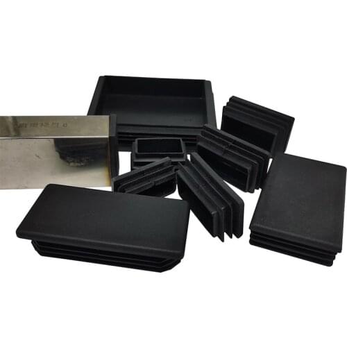 10Pcs Rectangular Pipe Plug Plastic Steel Inner Plunger Black Pipe Stopper Furniture MATS Head Chair Table Set Bulkhead Cock