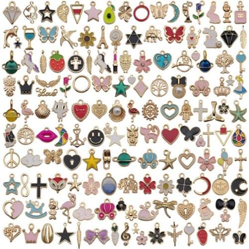 150pcs Enamel Alloy Charms Gold Tone Oil Drop AnimalEarrings earrings bracelet necklace alloy pendants Ornament Accessories