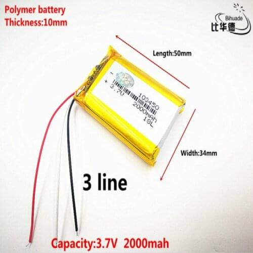 3 line Good Qulity 3.7V,2000mAH,103450 Polymer lithium ion / Li-ion battery for TOY,POWER BANK,GPS,mp3,mp4