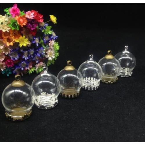 300sets/lot 20*15mm mix base clear glass vial pendant glass globe bubble glass cover dome wishing bottle necklace jewelry gifts