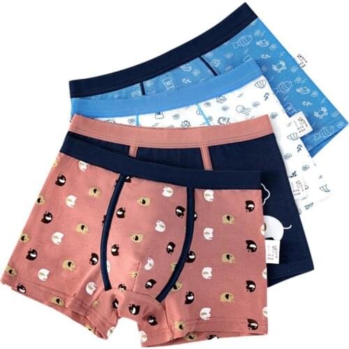 4Pcs Toddler Little Boys Underwear Boyshort Cartoon Printed Breathable Cotton Boxer Briefs Kids Antibacterial Panties