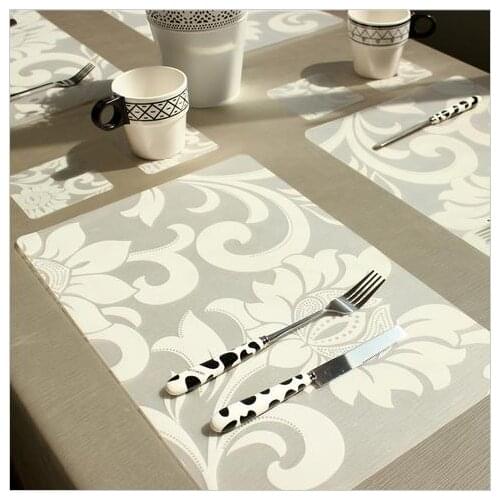 6PCS Mat +6 pcs Coasters 42*28cm Placemats Modern Table Kitchen Place Meal Mats & Pads Dining & Bar Products Supplies cup mat