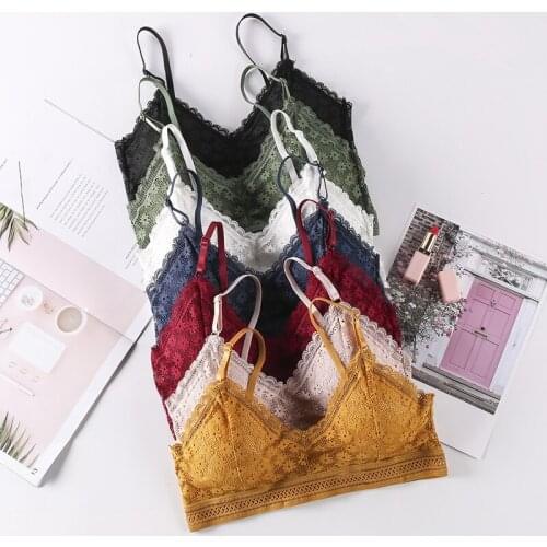 Bralette Lace Push Up Bra Wireless Thin Underwear Sexy Soft Bras Seamless Deep V Women Brassiere