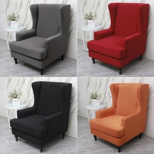 1Set Summer Wingback Chair Cover Elastic Spandex Wing Back Chairs Slipcover Sloping King Back Armchair Cover for Living Room