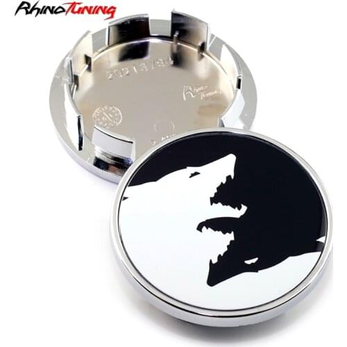 1Pcs 66mm /55mm Car Wheel Center Cap Black And White Wolf For #3B7601171 #5G0601171Aluminum Black /Sliver Auto Accessories