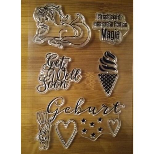 Decorative Clear Stamps For Scrapbooking Greet Love Card Album Sweet Candy unicorn Ice Cream Clear Stamp
