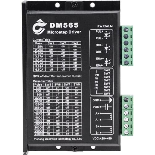 1PC DM565 2 phase 57 86 step motor driver 1.0A-6.5A 18V-90V DC motor driver for Nema 34 Motor