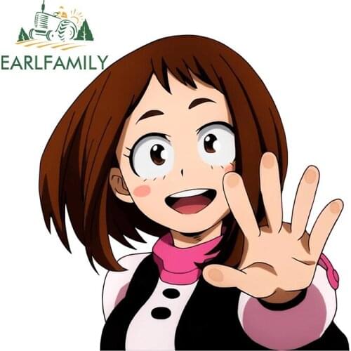 EARLFAMILY 13cm x 12.6cm For My Hero Academia Uraraka Peek Car Stickers Motorcycle Decal Funny Car Assessoires JDM Decoration