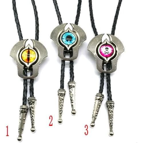 European and American fashion hand-woven leather rope imp bolo necktie metal eye color necktie