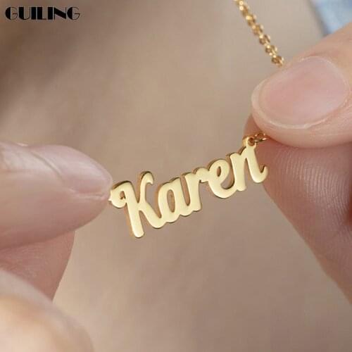 Dainty Personalized Necklace Customized First Name Nameplate Pendant Choker Stainless Steel Necklace for Women Gift Jewelry