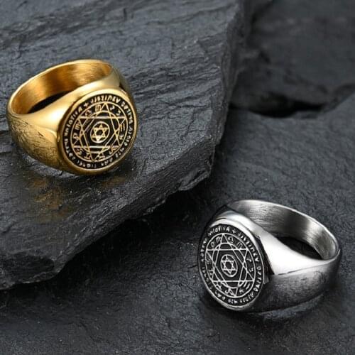 Six pointed star twelve constellations Patronus star titanium steel ring