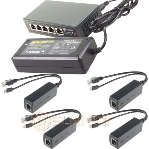 250M EXTEND PoE Kit for 4x Raspberry Pi B/B+/2/3 Micro USB 5V 2.4A /Switch 4 PoE