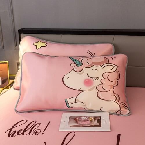 Summer cartoon childrens ice silk pillow case online celebrity single pillow inner liner set large 48x74cm pair