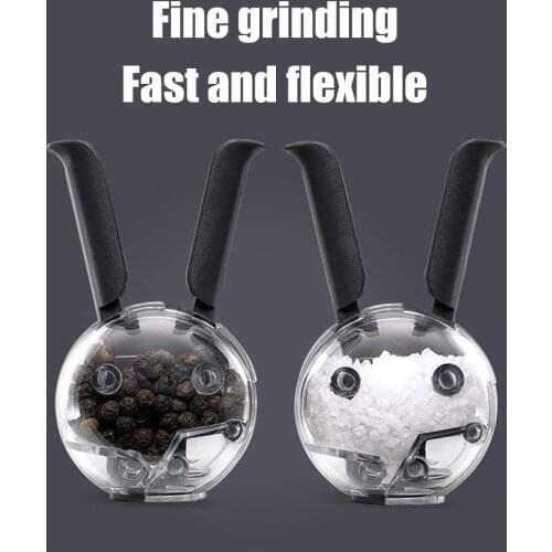 Salt and Pepper Grinder Mini Manual Spice Grinder Multifunctional Kitchen Tools Black Rabbit Ears Design Abrader