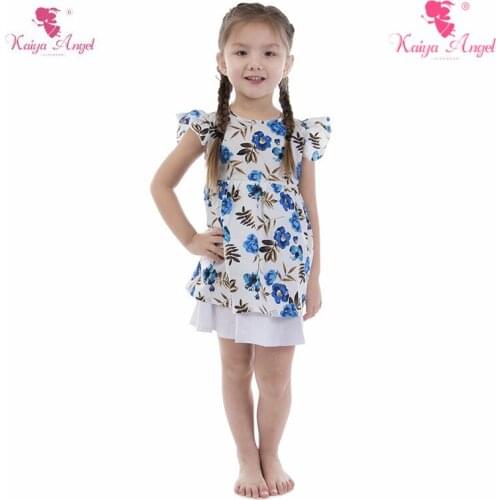 Kaiya Angel Fashion Toddler Summer Clothing Peony Fly Sleeve Girls Floral Dress Princess Children Clothing Factory Wholesale