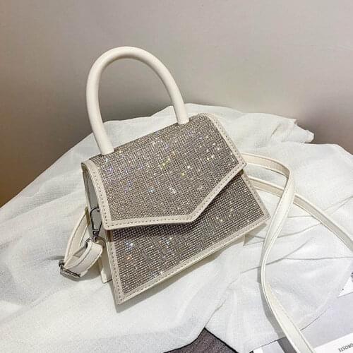 Fashion Brand Silver Women Shoulder Bags Designer Chain Shiny Diamonds Female Crossbody Bags Small Flap Lady Purses Lady Totes