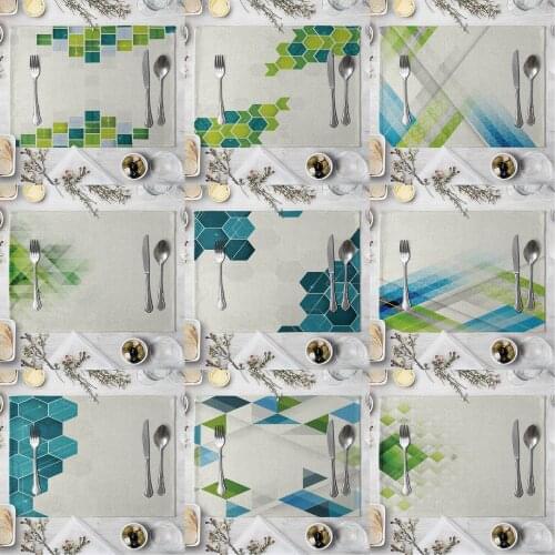 Fashion Print Rectangle Cotton Linen Western Style Table Pad Cut Mats Placemat for Dinner Kitchen Table 40x30cm