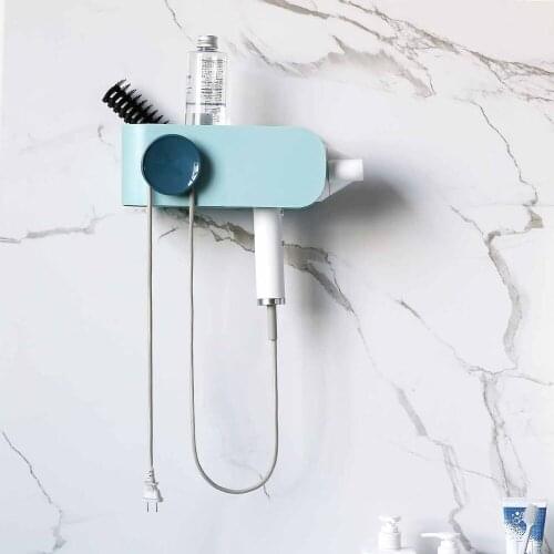 OTHERHOUSE ABS Wall Mounted Hair Dryer Holder Bathroom Storage Shelf Hairdryer Rack Hanger Bathroom Organizer Household Items