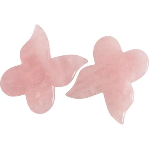 Natural Rose Quartz Slice Butterfly Shaped Traditional Acupressure Guasha Massager Skin Care Scraping Face Massage SPA Wellness