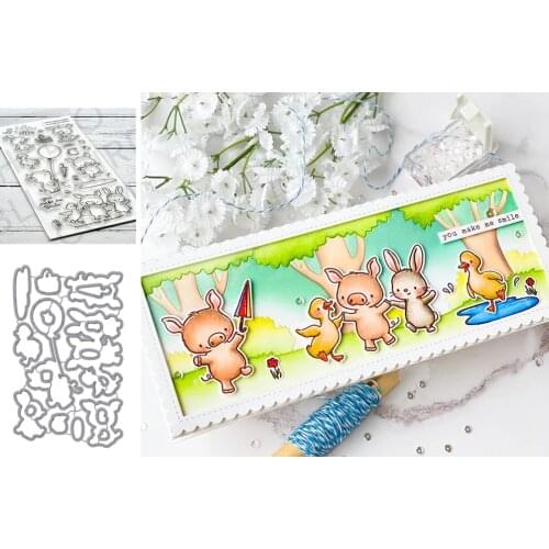 2021 New Rabbit Pig Duck Metal Cutting Dies and Clear Stamps for Scrapbooking Craft Stencil Seal Sheet Decor Embossing Template