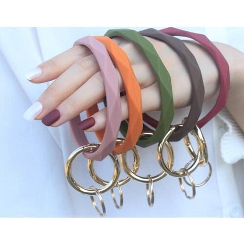 New Fashion Soft Rhombic Silicone Wristlet Keychain For Women Girls Comfortable Car KeyChain Wrist Strap Bag Charms Accessories