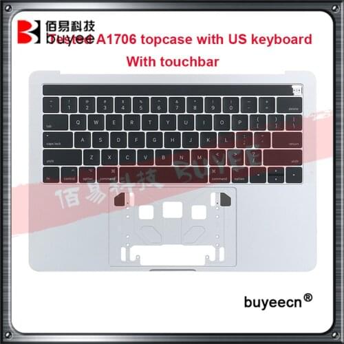 Tested A1706 topcase Keyboard 2016 2017 Original For Macbook Pro Retina 13.3'' A1706 Palmrest TopCase US Keyboard with touchbar