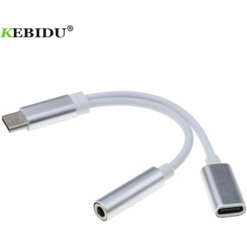 Kebidu Mini USB Type-C 3.5mm Headphone Jack Type C Male to Female Audio Charging Adapter with Charging Converter For Xiaomi