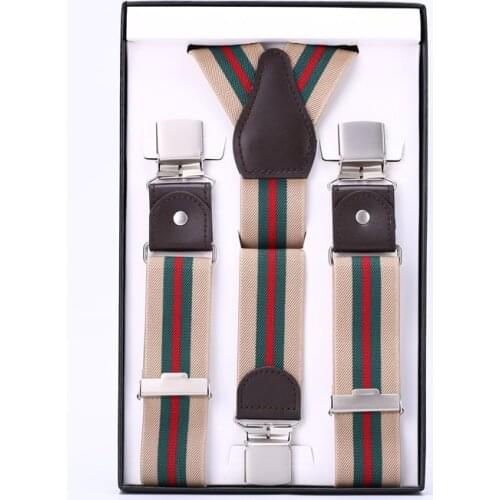 Classic High quality Big Clips On Adjustable 3.5cm wide Suspenders for men with Gift Box Gallus Y-back Elastic Braces Suspender