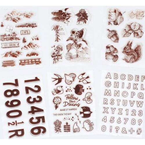 Letters/Flowers/Number Clear Stamps Rubber Silicone Seal for DIY Scrapbooking Card Making Album Decor Crafts Transparent Stamps