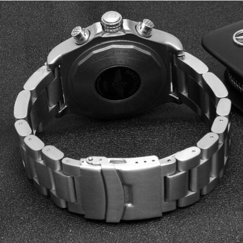 Solid Thickening 5.5mm 316L Stainless Steel Watchbands Silver 22mm 24mm 26mm Metal Watch Band Strap Wrist Watches Bracelet