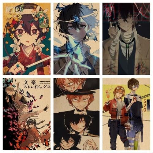 Bungo Stray Dogs Retro Poster Japan Anime Posters Canvas Painting Wall Decor Posters Wall Art Picture Room Decor Home Decor