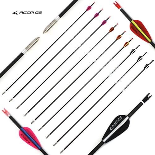 12pcs ID 3.2mm Carbon Arrow Spine 350 400 500 550 600 650 700 750 800 850 900 1000 Archery for Compound /Recure Bow Shooting