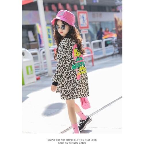 Spring Autumn Fashion Leopard Print Sweatershirt for Girls Long Sleeve Teen Girls Outfit Children Clothes