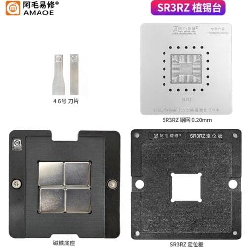 Amaoe BGA Stencil For Notebook SR3RZ Solder Set Reballing Plate Location Magnetic Base Platform Soldering Tin Plant Net