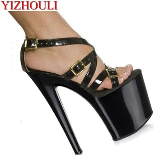 Pole dancing sexy 8 inch Julie Shoes buckle strap Dance high heel shoes 20cm Platform Pointed Stiletto party Sandals