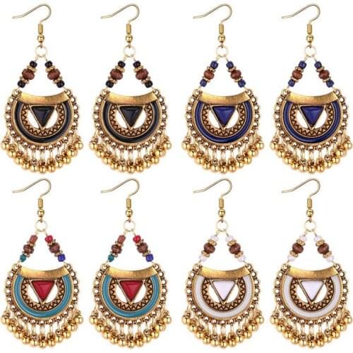 Vintage Ethnic Tibetan Wedding Earring Bohemian Retro Metal Beads Tassel Drop Earrings For Women Long Dangle Earrings Jewelry
