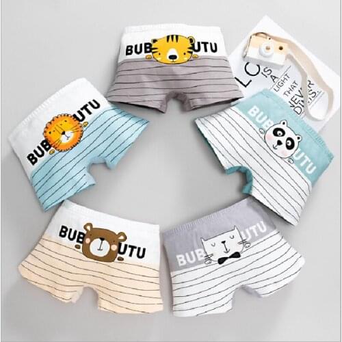 High Quality Childrens Underwear For Kids Animals Shorts Soft Cotton Underpants Boys And Girls Teenage Striped Panties 3-12T