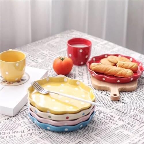 Japanese Ceramic Baking Pan Handle Plate Pasta Lasagna Dish Fresh Fruit Hand Painted Salad Dinner Steak Plate Household Tray