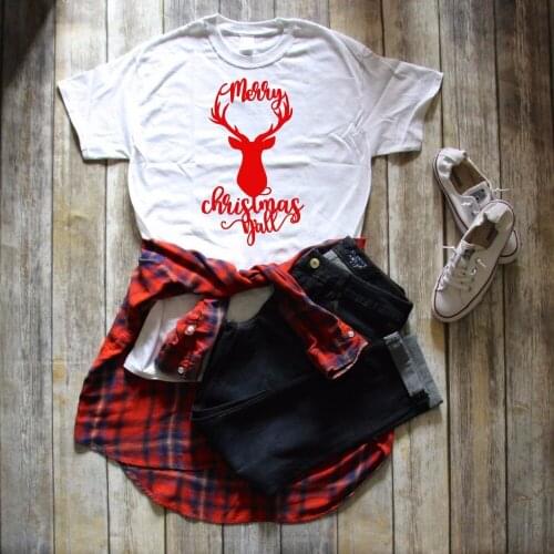 Funny Tshirt Holiday Gift Causal Shirt Aesthetic Camisetas Tumblr Party Style Tee Tops DEER MERRY CHRISTMAS YALL T-shirt Graphic