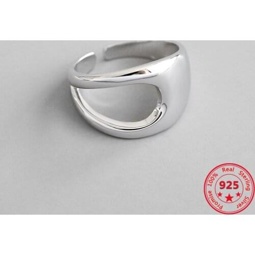 Hot Factory Price S925 sterling silver FIne Rings Simple Hollow Glossy Retro Opening Adjustable Ring Personality Women Jewelry
