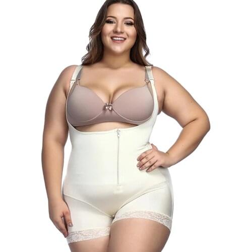 Womens Large Size Zipper Lace Bodysuit High Waist Full body Shaper Sexy Lingerie Slimming Losing Weight