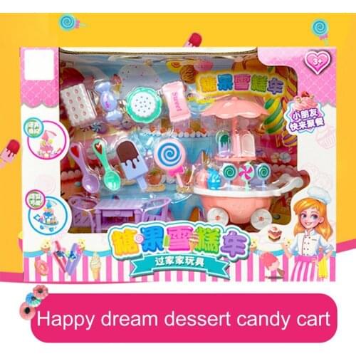 1 Set Play House Toys Simulation Pretend Play ABS Dessert Shop Cart Children Gift Interactive Play Dessert Cart Toy for Kids