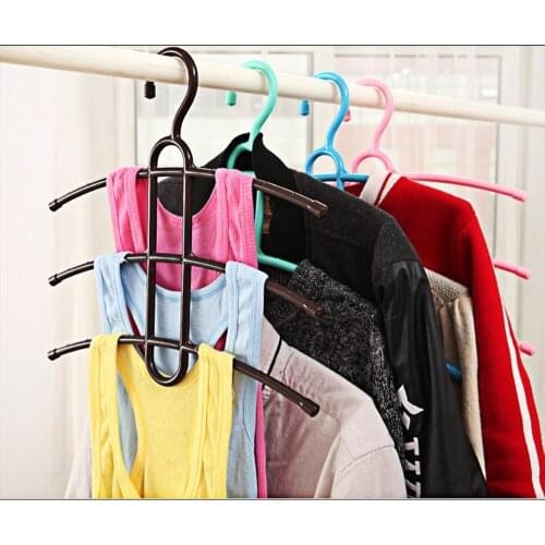 1pc Multi Three Layer Anti-skid Plastic Dryer Fishbone Type Multilayer Clothes Rack Wardrobe Hanging Clothes Hang On Random