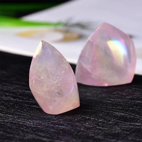 1pc Natural Crystal Rose Quartz Stitch Healing Stone Obelisk Diamond Ornament Treatment Pillar Electroplating DIY Jewelry G L0S8