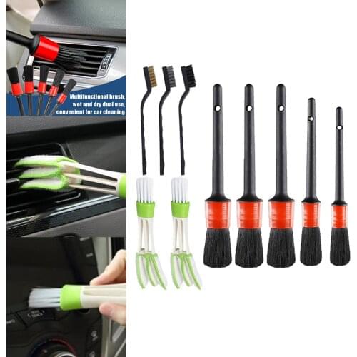 10Pieces Car Cleaning Brush Set Cleaning Wheels Tire Interior Exterior Air Vents Rim Cleaning Dirt Dust Clean Tools