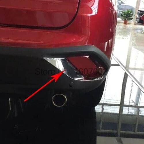 For Mazda CX-4 CX4 2pcs Chrome Car Exterior Rear Tail Fog Light Lamp Cover Trim Decorative Bezel Strip Auto Accessories