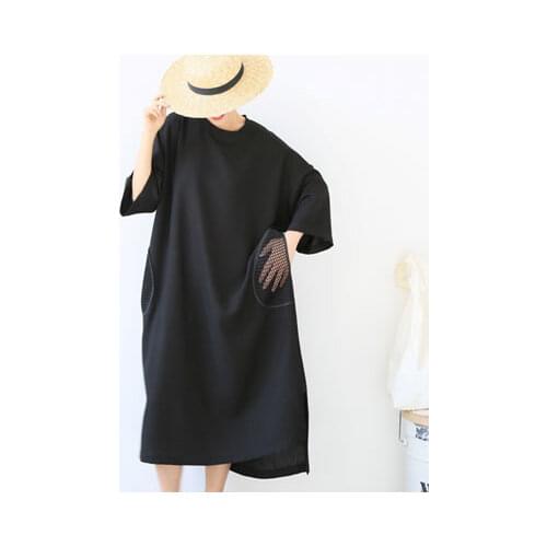 2016 Brief loose pure linen gauze pocket obscenely one-piece dress T0319