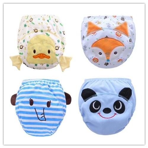 4PC/LOT Boys Girls Underwear Kids Underpants Reusable Baby Infant Nappy Cloth Diapers Soft Cotton Baby Nappy