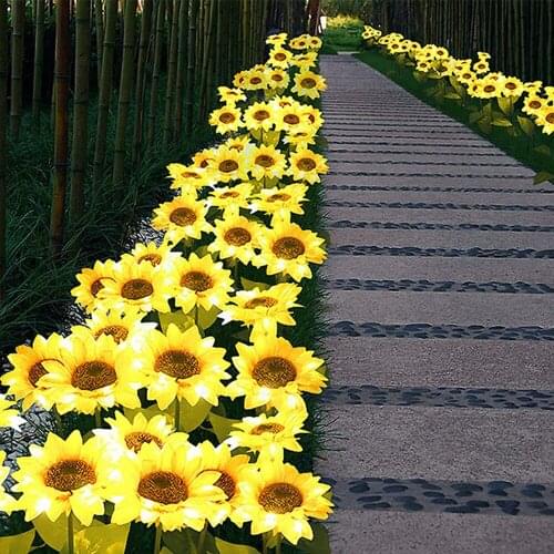 5pcsLED Sloar Light Sunflower Style Lawn Light Outdoor Waterproof Flowers LED Lamp for Courtyard Garden Lawn Decor Solar Lamps